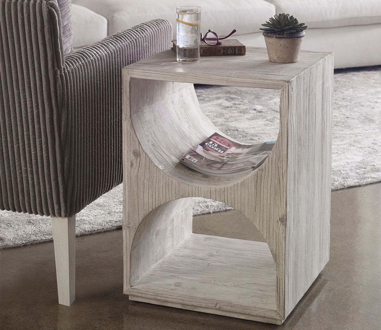 Uttermost Hans White Side Table - Image 4