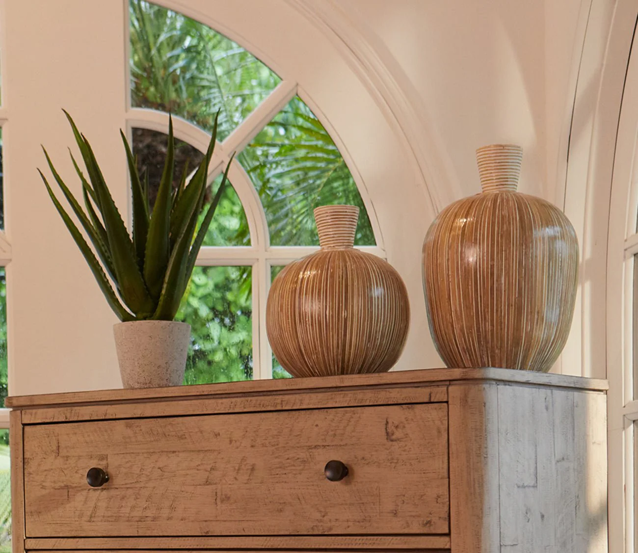 Uttermost Islander White Washed Vases Set of 2 - Image 5