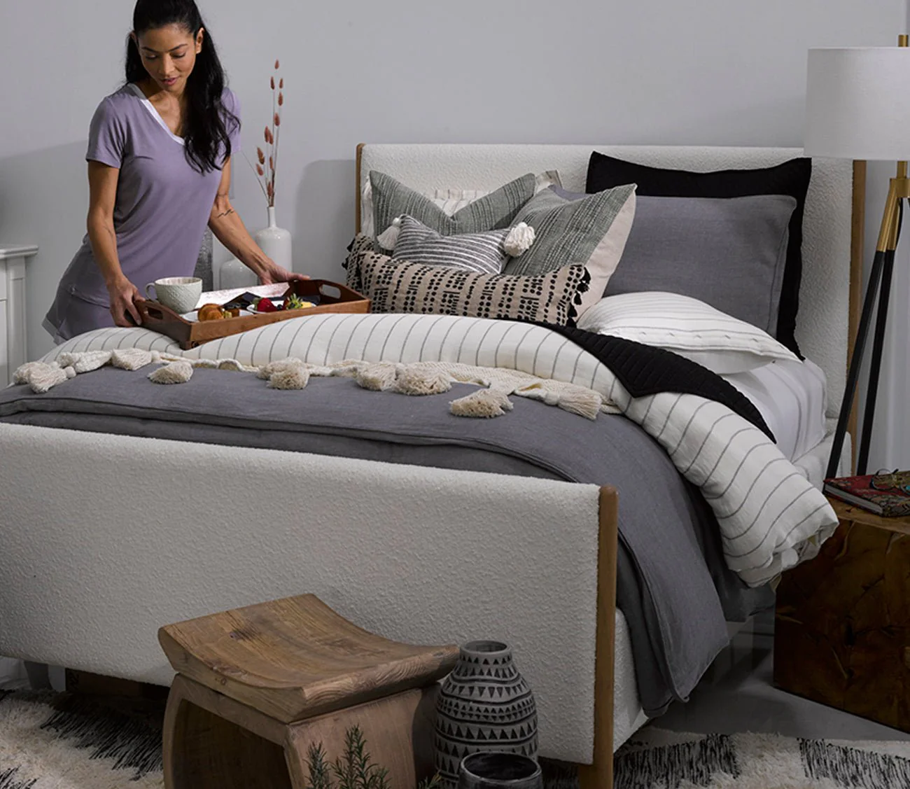 Villa by Classic Home Monaco Ivory Linen 3-Piece Duvet Cover Set - Image 11